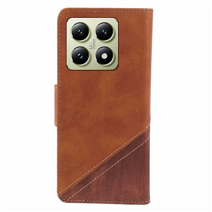 For Xiaomi 14T Pro Case Splicing Texture Leather Phone Cover Viewing Stand