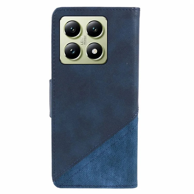 For Xiaomi 14T Pro Case Splicing Texture Leather Phone Cover Viewing Stand