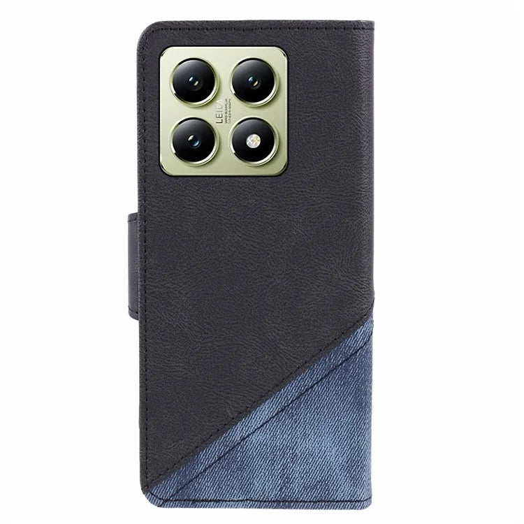 For Xiaomi 14T Pro Case Splicing Texture Leather Phone Cover Viewing Stand