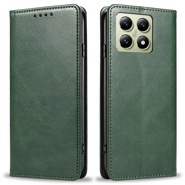For Xiaomi 14T Pro Case Strong Magnetic PU Leather Phone Cover Calf Texture