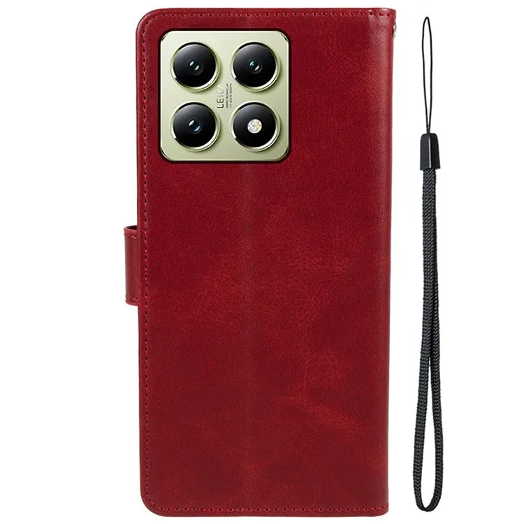 For Xiaomi 14T Pro Case PU Leather Wallet Protective Phone Cover Calf Texture