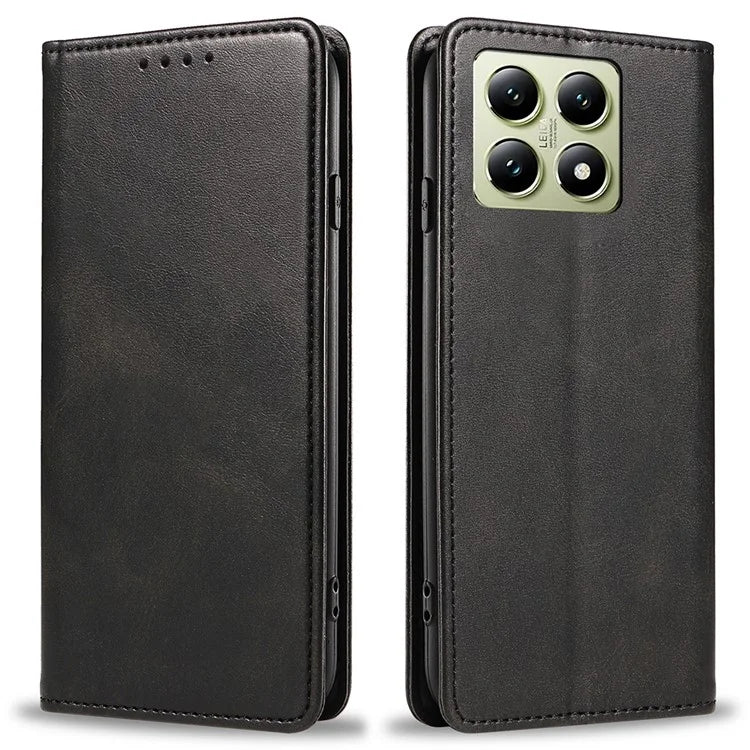 For Xiaomi 14T Case Strong Magnetic PU Leather Phone Cover Calf Texture