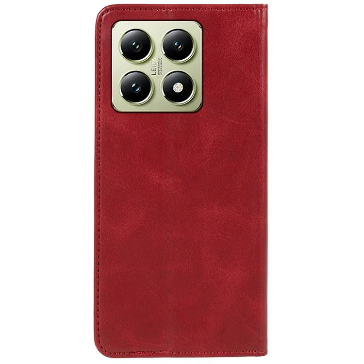 For Xiaomi 14T Case Strong Magnetic PU Leather Phone Cover Calf Texture