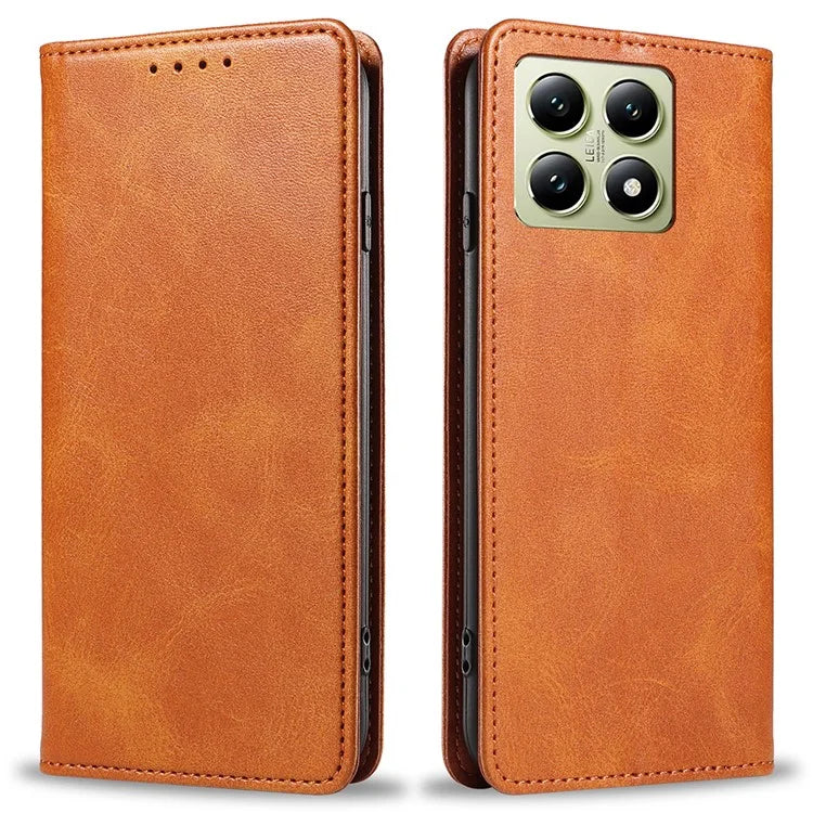 For Xiaomi 14T Case Strong Magnetic PU Leather Phone Cover Calf Texture