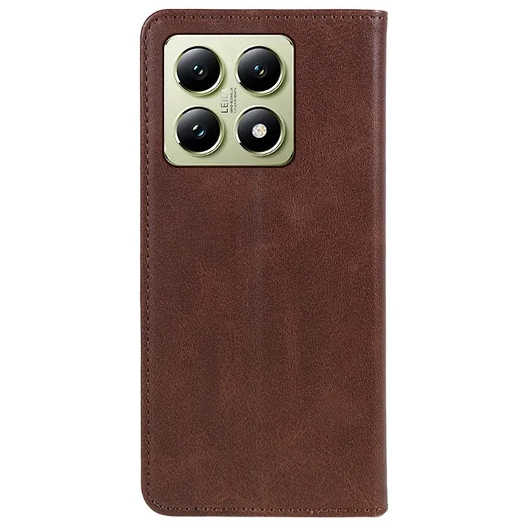 For Xiaomi 14T Case Strong Magnetic PU Leather Phone Cover Calf Texture