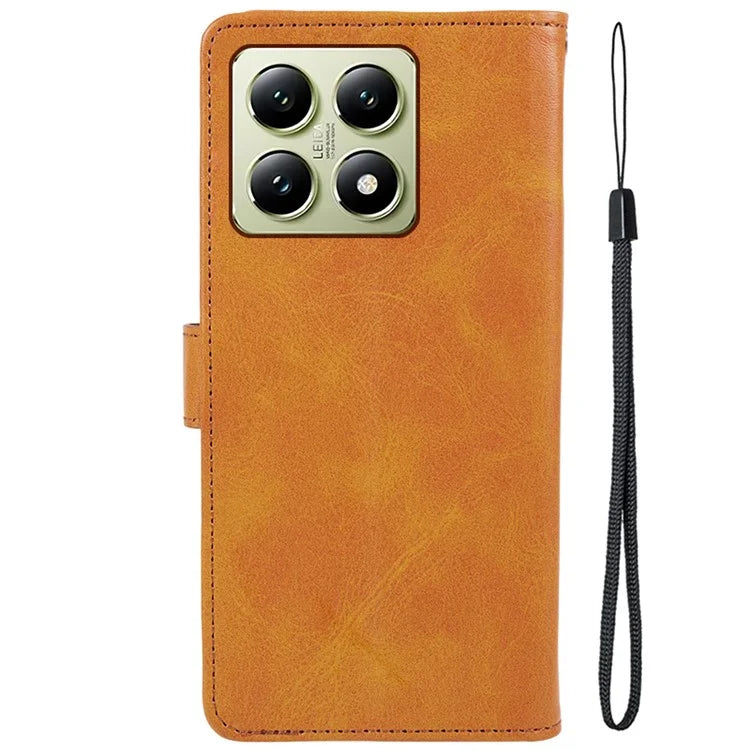 For Xiaomi 14T Case PU Leather Wallet Protective Phone Cover Calf Texture
