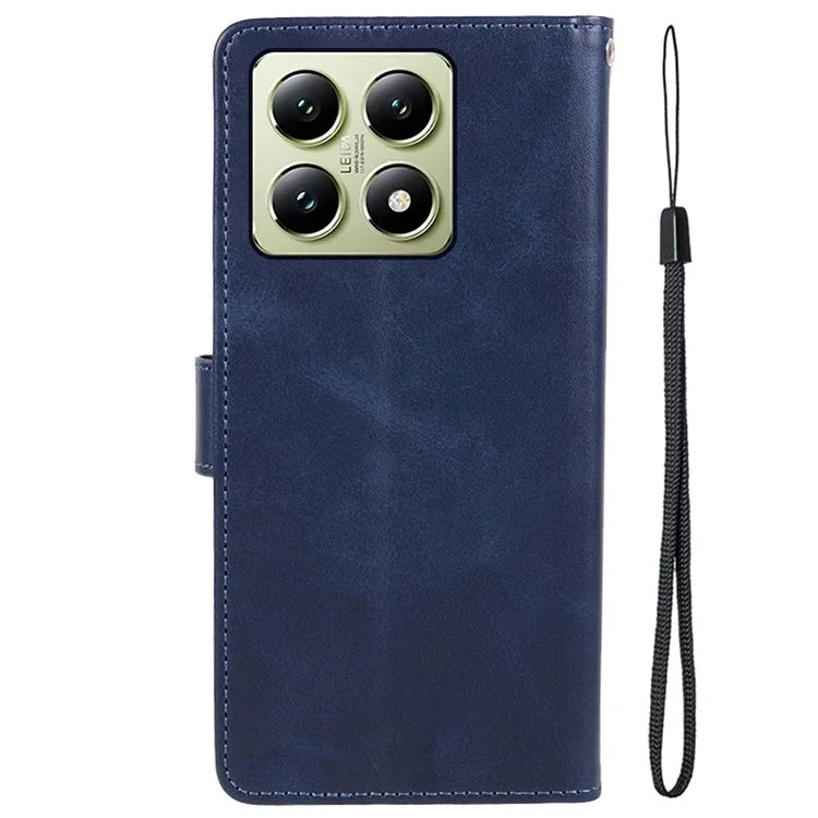 For Xiaomi 14T Case PU Leather Wallet Protective Phone Cover Calf Texture