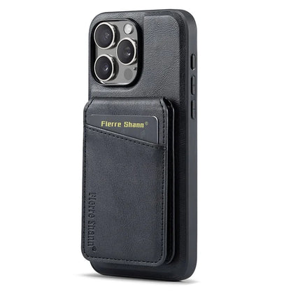 FIERRE SHANN 025 Style For iPhone 16 Pro Max Case Leather+TPU Detachable Card Slots Phone Cover