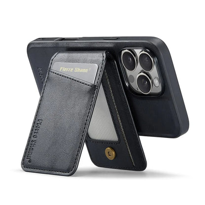FIERRE SHANN 025 Style For iPhone 16 Pro Max Case Leather+TPU Detachable Card Slots Phone Cover