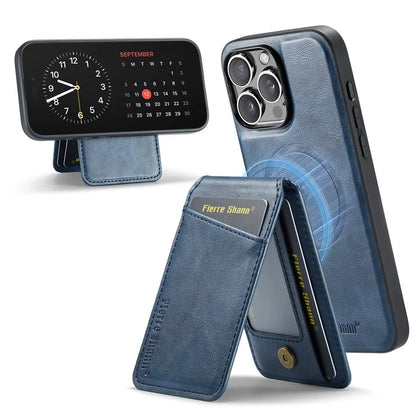 FIERRE SHANN 025 Style For iPhone 16 Pro Max Case Leather+TPU Detachable Card Slots Phone Cover
