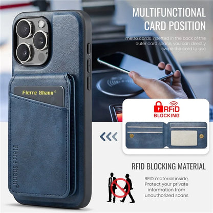 FIERRE SHANN 025 Style For iPhone 16 Pro Max Case Leather+TPU Detachable Card Slots Phone Cover