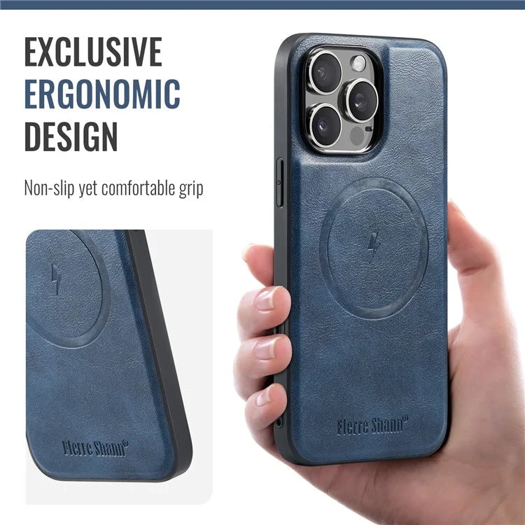 FIERRE SHANN 025 Style For iPhone 16 Pro Max Case Leather+TPU Detachable Card Slots Phone Cover