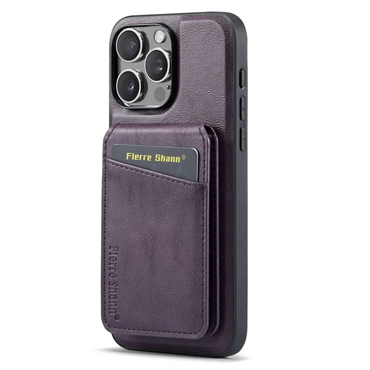 FIERRE SHANN 025 Style For iPhone 16 Pro Max Case Leather+TPU Detachable Card Slots Phone Cover
