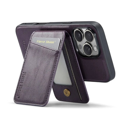 FIERRE SHANN 025 Style For iPhone 16 Pro Max Case Leather+TPU Detachable Card Slots Phone Cover