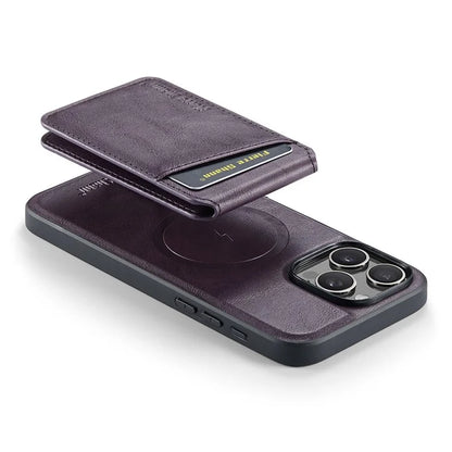 FIERRE SHANN 025 Style For iPhone 16 Pro Max Case Leather+TPU Detachable Card Slots Phone Cover