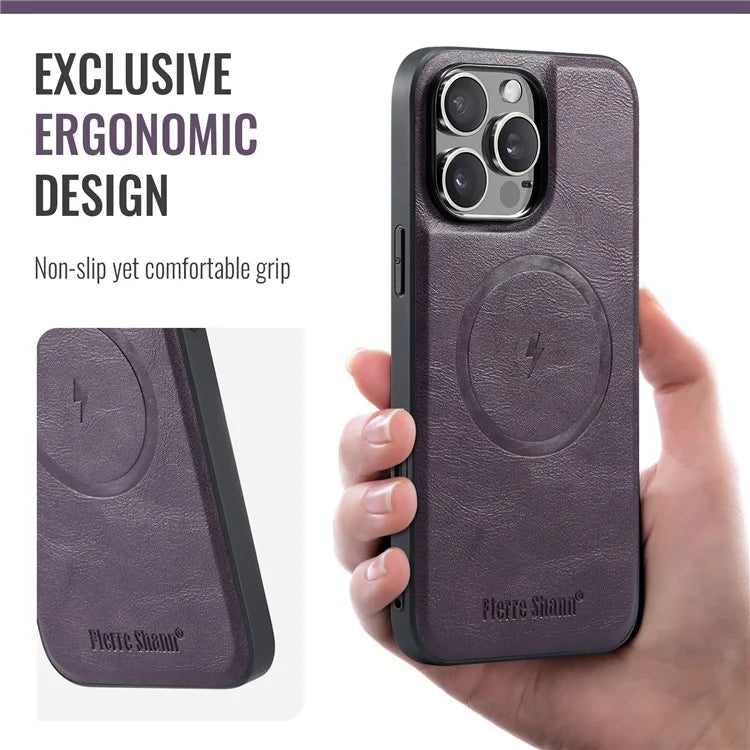 FIERRE SHANN 025 Style For iPhone 16 Pro Max Case Leather+TPU Detachable Card Slots Phone Cover