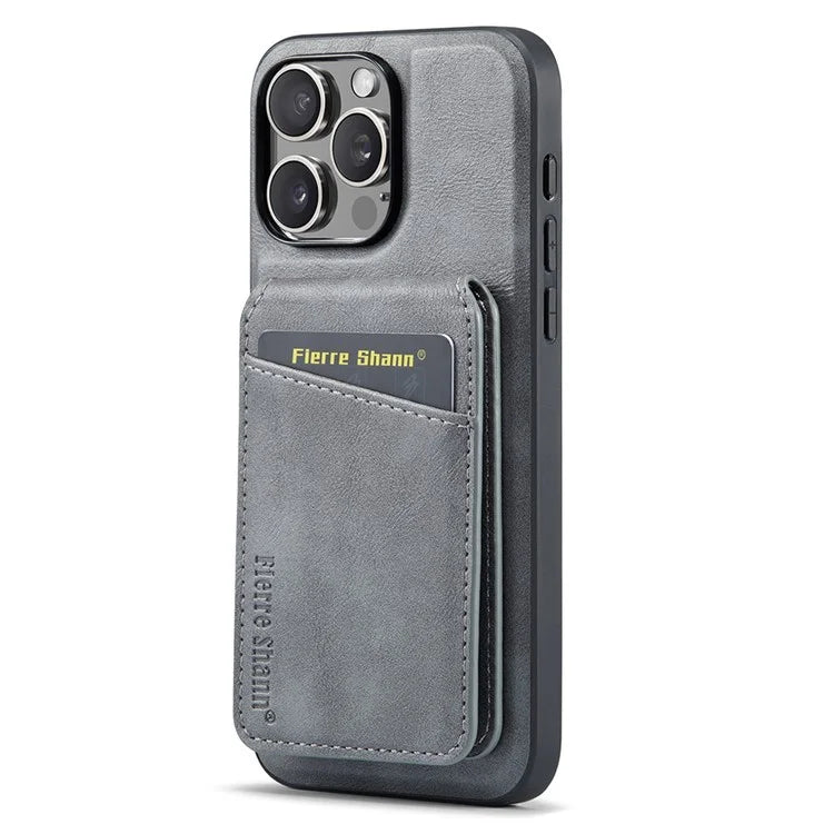 FIERRE SHANN 025 Style For iPhone 16 Pro Max Case Leather+TPU Detachable Card Slots Phone Cover