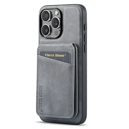 FIERRE SHANN 025 Style For iPhone 16 Pro Max Case Leather+TPU Detachable Card Slots Phone Cover