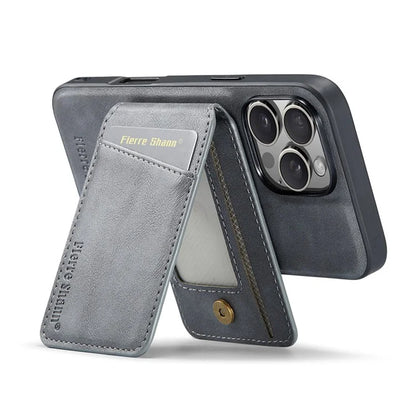 FIERRE SHANN 025 Style For iPhone 16 Pro Max Case Leather+TPU Detachable Card Slots Phone Cover