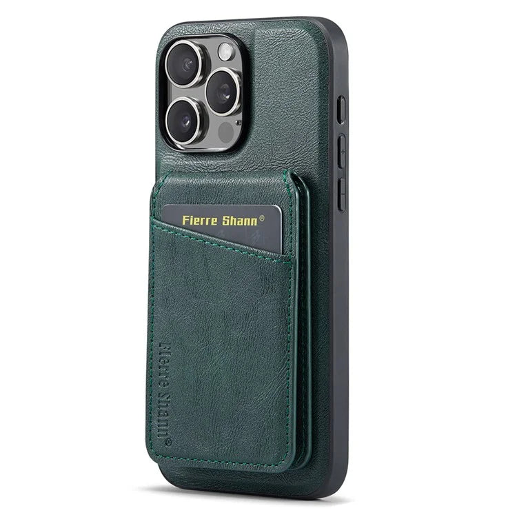 FIERRE SHANN 025 Style For iPhone 16 Pro Max Case Leather+TPU Detachable Card Slots Phone Cover