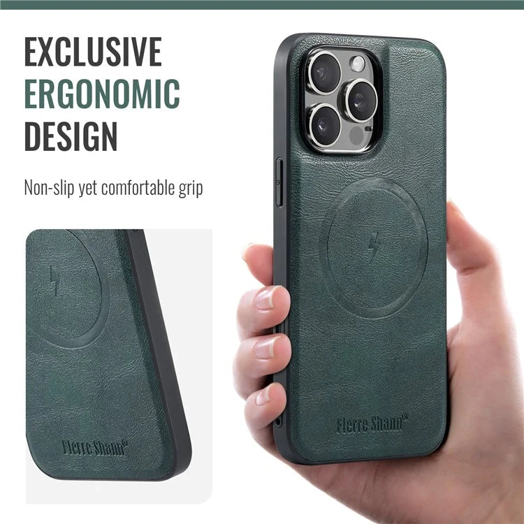 FIERRE SHANN 025 Style For iPhone 16 Pro Max Case Leather+TPU Detachable Card Slots Phone Cover
