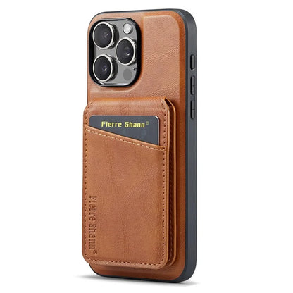 FIERRE SHANN 025 Style For iPhone 16 Pro Max Case Leather+TPU Detachable Card Slots Phone Cover
