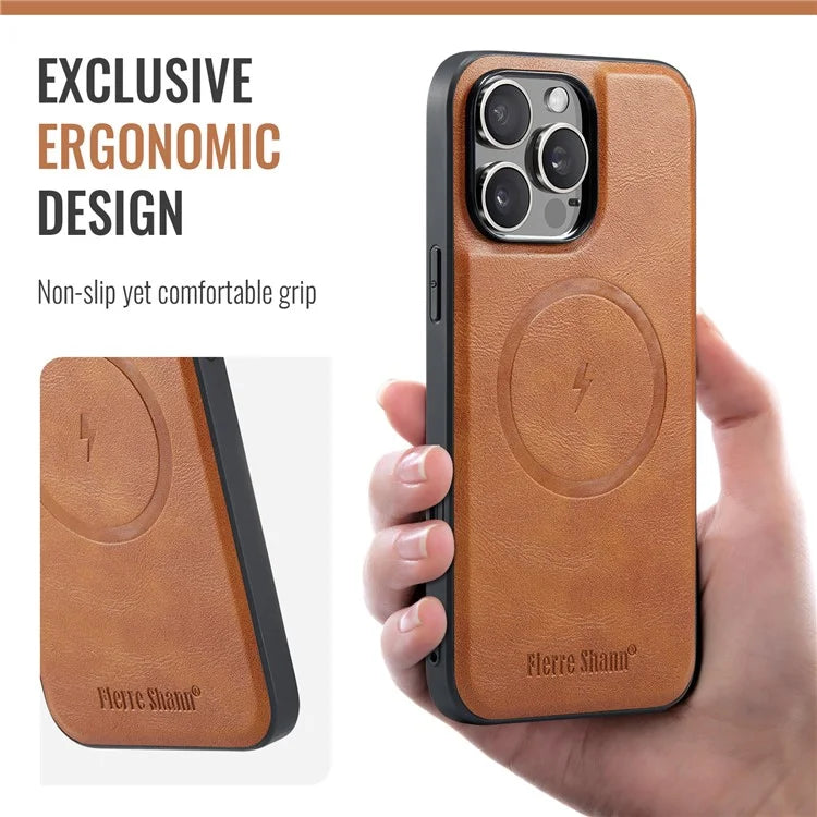 FIERRE SHANN 025 Style For iPhone 16 Pro Max Case Leather+TPU Detachable Card Slots Phone Cover