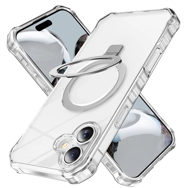 For iPhone 16 Plus Case Small Wavy Edge Compatible with MagSafe Clear Anti-Drop PC+TPU Phone Cover