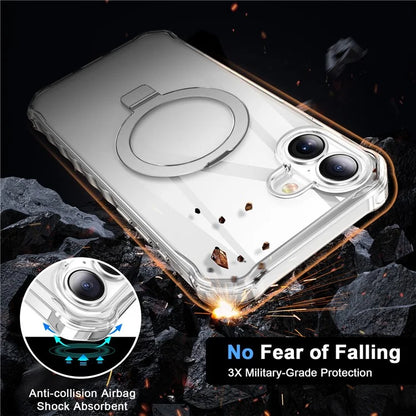 For iPhone 16 Plus Case Small Wavy Edge Compatible with MagSafe Clear Anti-Drop PC+TPU Phone Cover