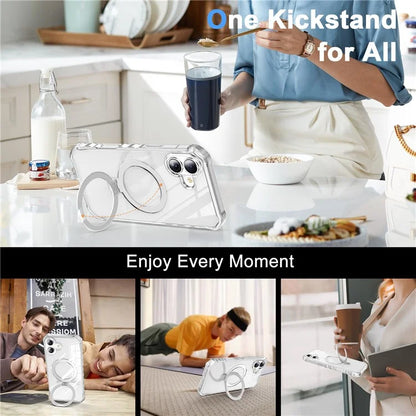 For iPhone 16 Case Small Wavy Edge Compatible with MagSafe Clear Anti-Drop PC+TPU Phone Cover
