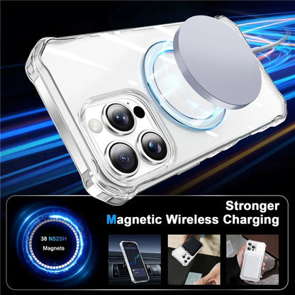 For iPhone 16 Pro Max Case Small Wavy Edge Compatible with MagSafe Clear Anti-Drop PC+TPU Phone Cover