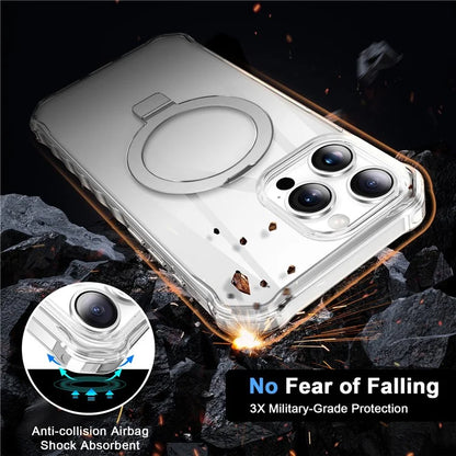 For iPhone 16 Pro Max Case Small Wavy Edge Compatible with MagSafe Clear Anti-Drop PC+TPU Phone Cover