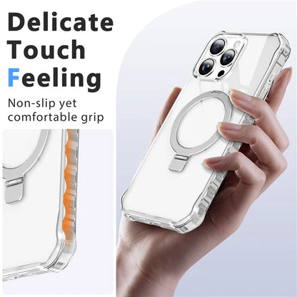 For iPhone 16 Pro Case Small Wavy Edge Compatible with MagSafe Clear Anti-Drop PC+TPU Phone Cover