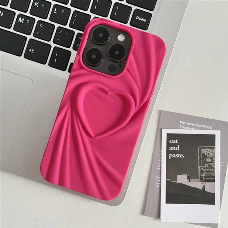 For iPhone 16 Pro Max Case Pleated Swirling Heart TPU Phone Cover