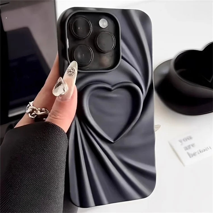 For iPhone 16 Pro Max Case Pleated Swirling Heart TPU Phone Cover