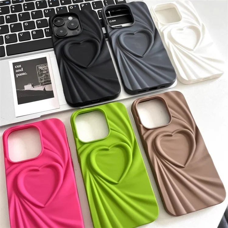 For iPhone 16 Pro Max Case Pleated Swirling Heart TPU Phone Cover