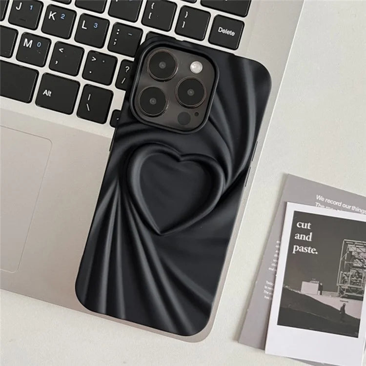 For iPhone 16 Pro Max Case Pleated Swirling Heart TPU Phone Cover