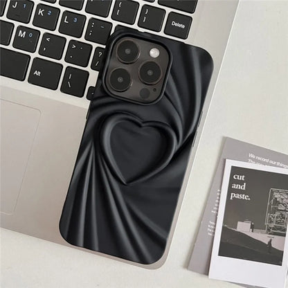 For iPhone 16 Pro Max Case Pleated Swirling Heart TPU Phone Cover