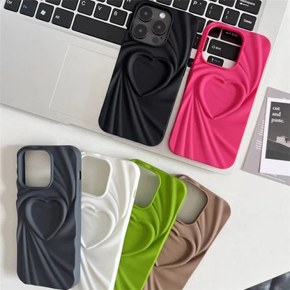 For iPhone 16 Pro Max Case Pleated Swirling Heart TPU Phone Cover