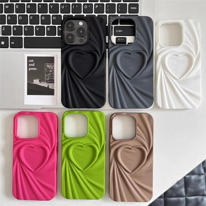 For iPhone 16 Pro Max Case Pleated Swirling Heart TPU Phone Cover