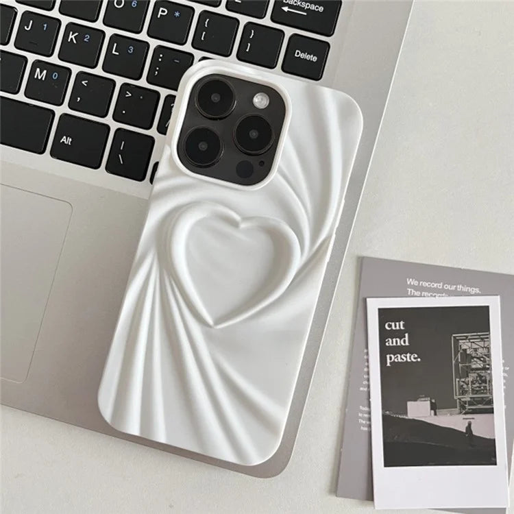 For iPhone 16 Pro Max Case Pleated Swirling Heart TPU Phone Cover