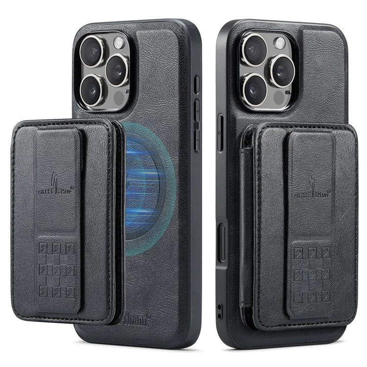 FIERRE SHANN 028 Style For iPhone 16 Pro Max Case Magnetic Detachable Card Slots Leather Back Cover