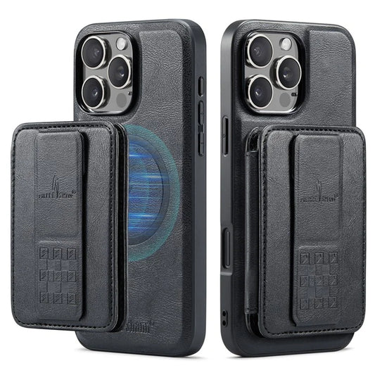 FIERRE SHANN 028 Style For iPhone 16 Pro Max Case Magnetic Detachable Card Slots Leather Back Cover