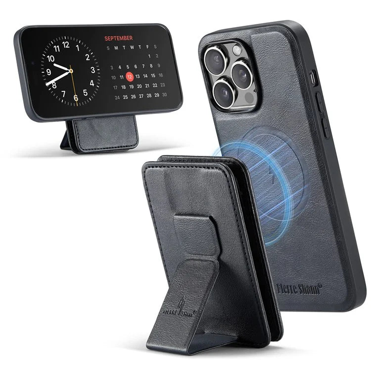 FIERRE SHANN 028 Style For iPhone 16 Pro Max Case Magnetic Detachable Card Slots Leather Back Cover
