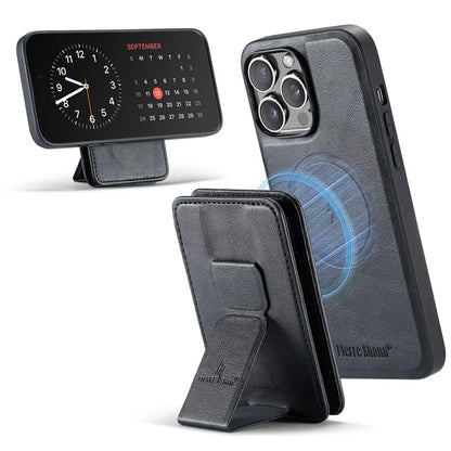 FIERRE SHANN 028 Style For iPhone 16 Pro Max Case Magnetic Detachable Card Slots Leather Back Cover
