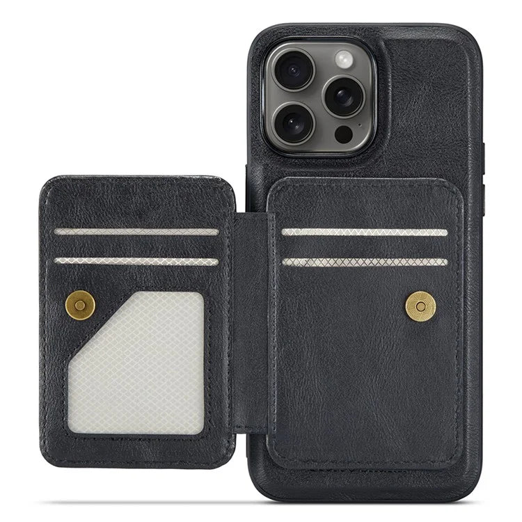 FIERRE SHANN 028 Style For iPhone 16 Pro Max Case Magnetic Detachable Card Slots Leather Back Cover