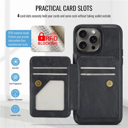 FIERRE SHANN 028 Style For iPhone 16 Pro Max Case Magnetic Detachable Card Slots Leather Back Cover