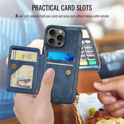 FIERRE SHANN 028 Style For iPhone 16 Pro Max Case Magnetic Detachable Card Slots Leather Back Cover