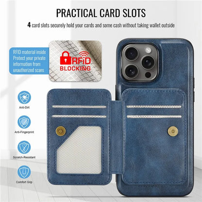 FIERRE SHANN 028 Style For iPhone 16 Pro Max Case Magnetic Detachable Card Slots Leather Back Cover