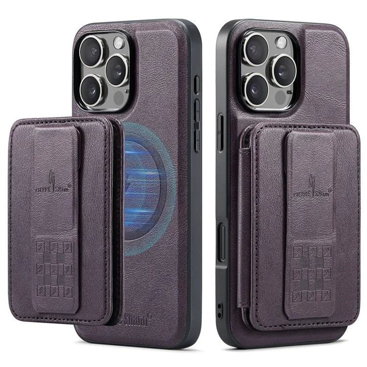 FIERRE SHANN 028 Style For iPhone 16 Pro Max Case Magnetic Detachable Card Slots Leather Back Cover